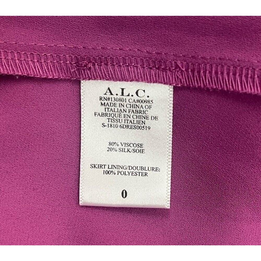 A.L.C. Kiera Pink Velvet Mini Party Cocktail Dress Deep V-Neck Belted Size 0 - Picture 7 of 7